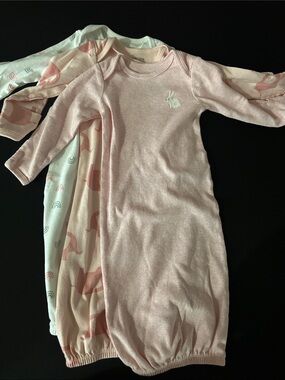 Carter's Pink & White Girls Nightgown Set with Bunny Embroidery - 3-Pack